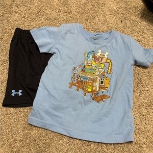 Under Armour Light Blue Tee and Black Shorts Set